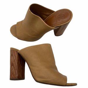 Tory Burch Raya tumbled leather mule slide heels